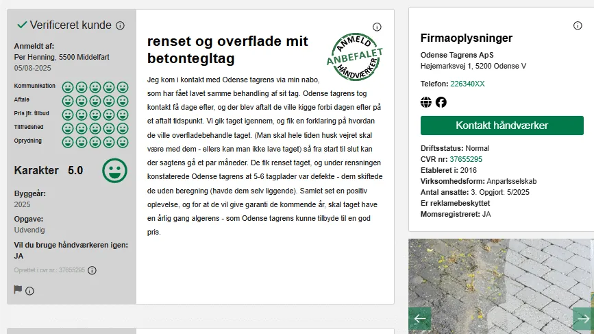 Gennemsnitlig 5-stjernet kundetilfredshed i Odense